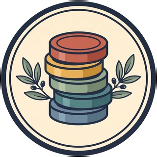 A stack of five coloured chips